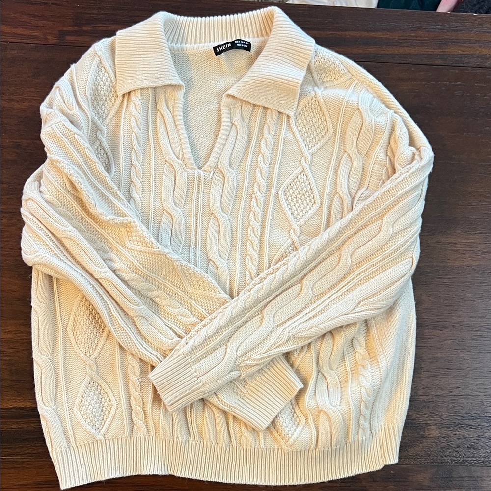 Shein Cream Cable Knit Sweater